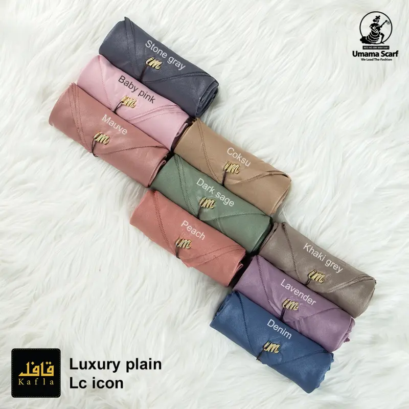 BARU Hijab Segiempat Polos Luxury Plain LC/Luxury Pouch Metal Logo UM Orinal Umama Scarf 0