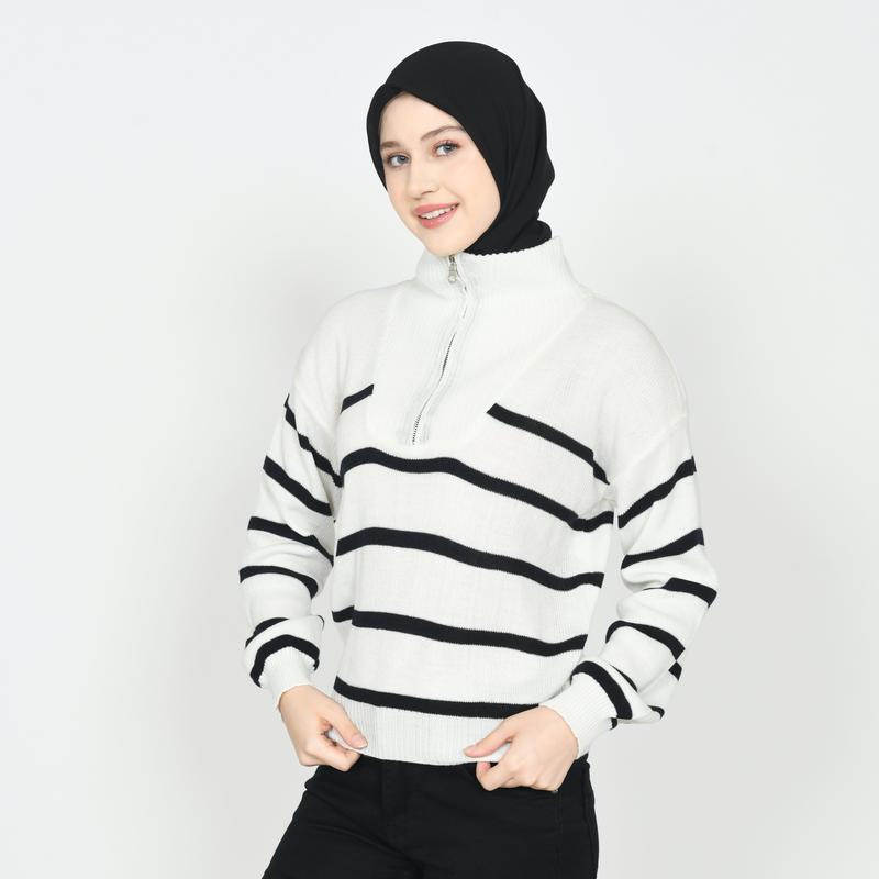 Product Introduction of (Produk Baru) Outer Blouse Rajut Wanita Zipper Crop Top  Korean Style Bahan Lembut Premium 39