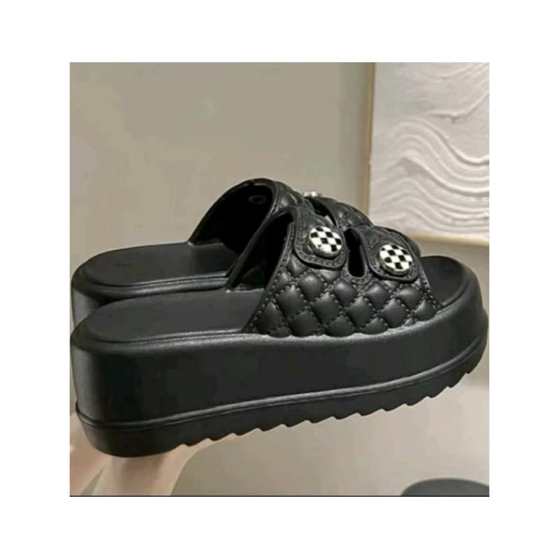 Sandal Wanita Jelly Selop EVA Rubber Tali Strap Dua Sandal Jelly Wedges 7CM Wanita Import 6