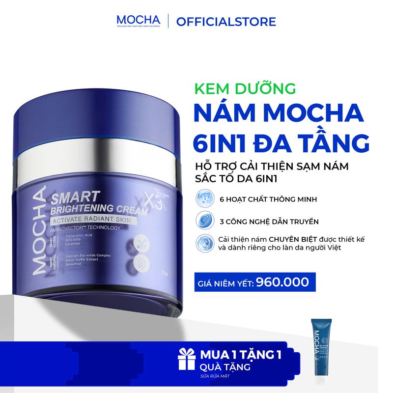 Kem giảm sạm nám chuyên sâu MOCHA SMART BRIGHTENING CREAM + Tặng Kèm Sữa Rửa Mặt Provitamin B5 Chăm Sóc Da Làm Đẹp Da Dưỡng Ẩm Da Nữ Women Skincare