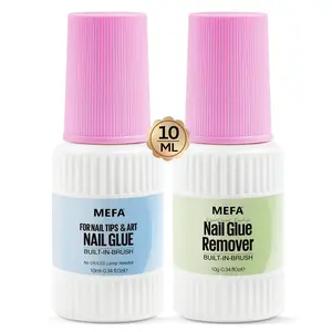 【2025 Hot & Top Sale】MEFA 10ML Nail Glue in New Soft Tube for Press On & Acrylic Nails, with Nail Glue Remover Kit – Non-Acetone, Enriched with Vitamin E, No Dry/Crack, No Lamp Needed