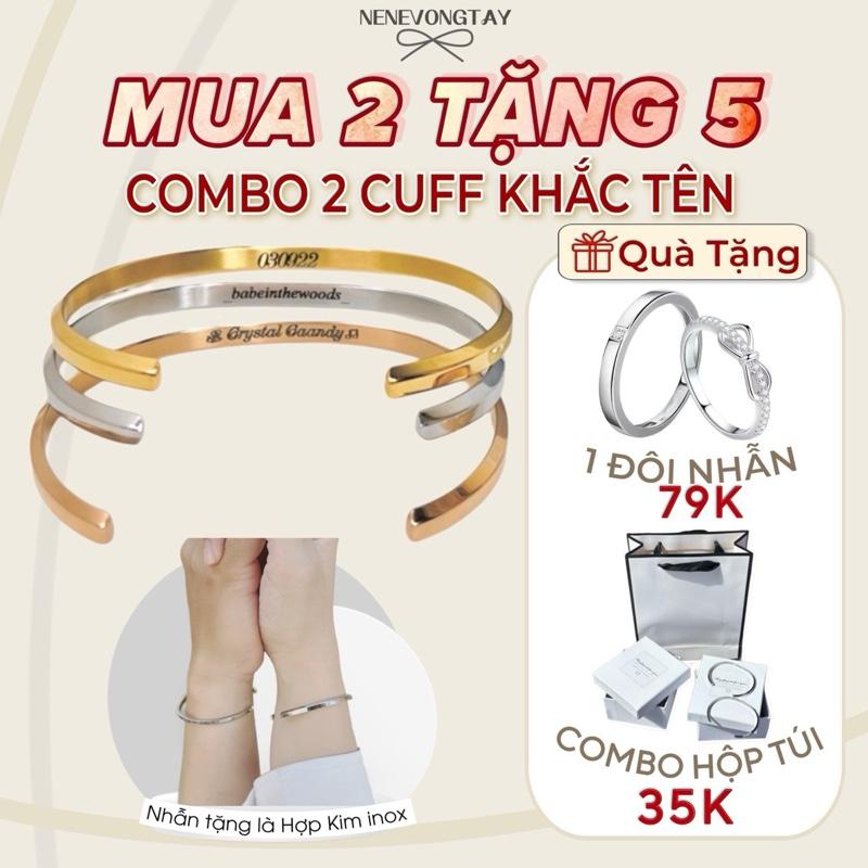 [TẶNG NHẪN ĐÔI] 1 đôi vòng cuff titan Ko hoen gỉ- khắc tên TRONG -Tặng Bộ Hộp túi Thiệp và Nhẫn đôi Hợp kim- vòng couple - quà trung thu