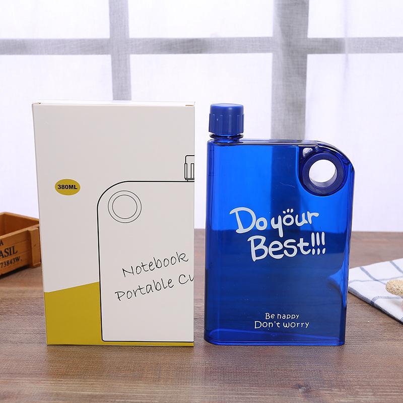 Product Introduction of Creative Square Book Water Bottle Ring Water Bottle Notebook Water Bottle Clear Plastic Cup Outdoor Portable Flat Water Cup 13