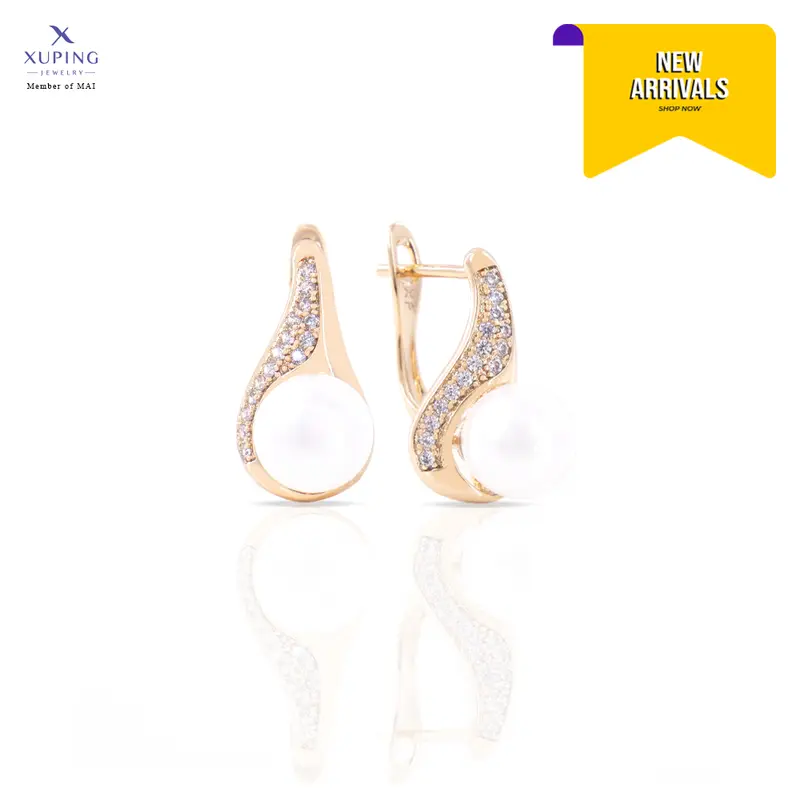 Xuping Anting Klip Mutiara Aksesoris Wanita Lapis Cantik 0