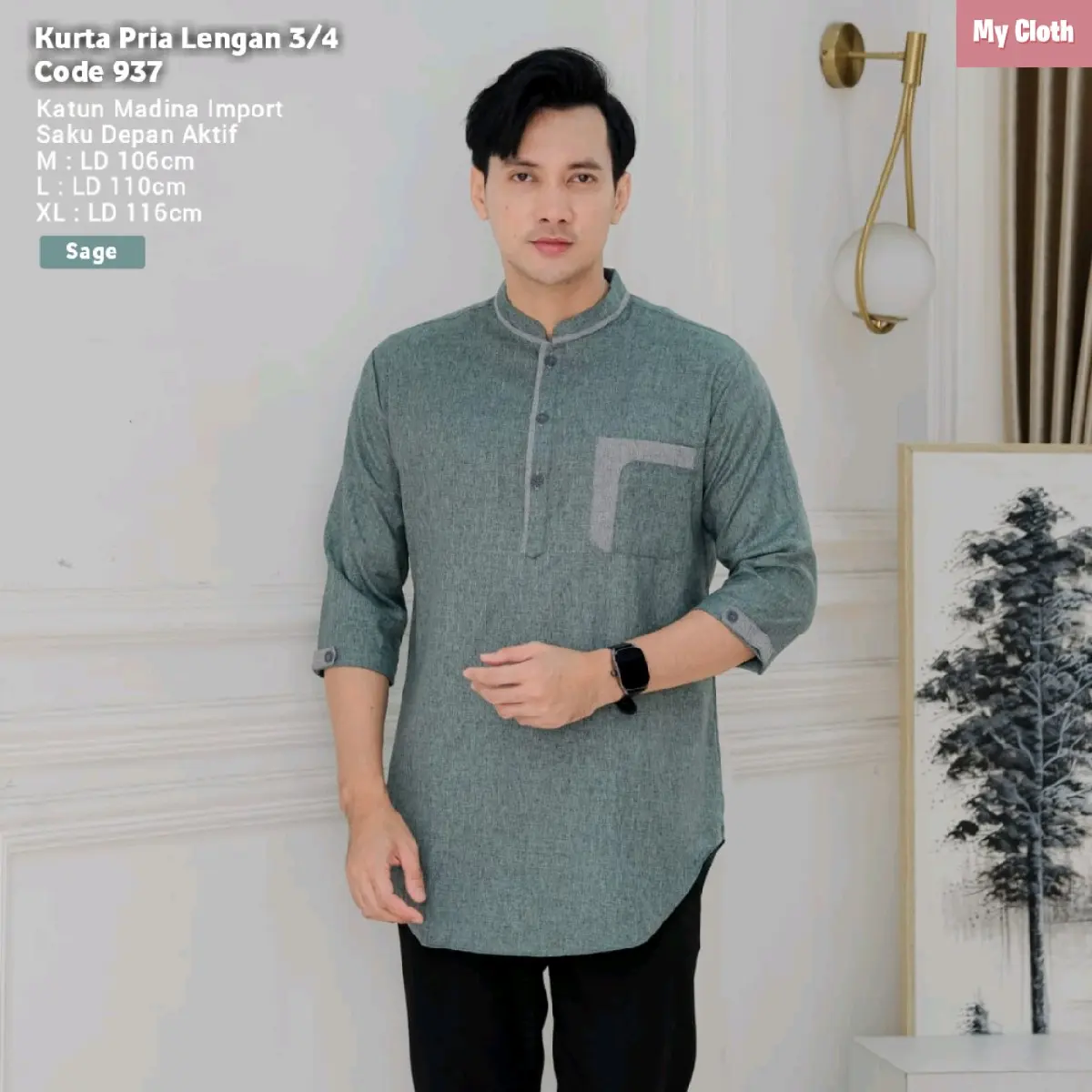 KURTA PRIA CODE 937 ATASAN PRIA KOKO KURTA KATUN MADINA BY MYCLOTH