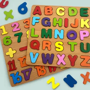DOUBLE SIX EARLY LEARNING TOYS WOODEN  JIGSAW KAYU 3D NUMBER ALPHABET GEOMETRY puzzle