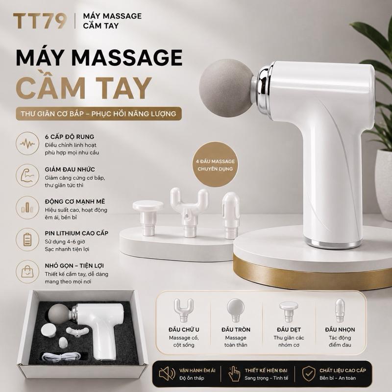 (Mẫu Mới) Máy massage cầm tay 4 đầu 6 chế độ trị nhức mỏi vai gáy, đau giãn cơ