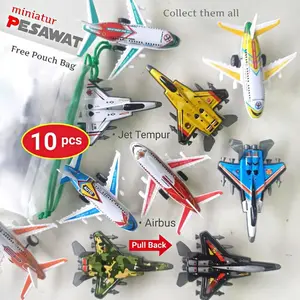 PAKET MIX 10 PCS PESAWAT AIRBUS & JET TEMPUR (PULLBACK) MAINAN ANAK PESAWAT MINIATUR KENDARAAN Toy AIRPLANE