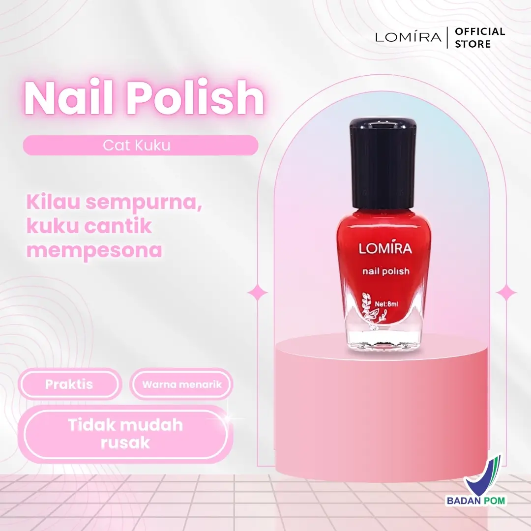 LOMIRA Nail Polish 2in1 Dual Colour Cat Kuku Dengan Glitter Kutek BPOM Cepat Kering Nail Art Tangan