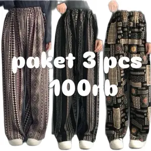 celana kulot standar hommy rayon motif terbaru bahan lembut adem nyaman dipakai 100ribuan dapet 3pcs Panjang Wanita