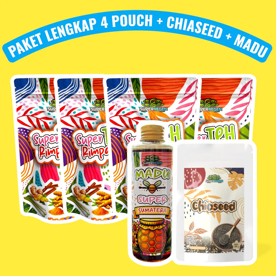 PAKET LENGKAP 4 POUCH + MADU + CHIASEED