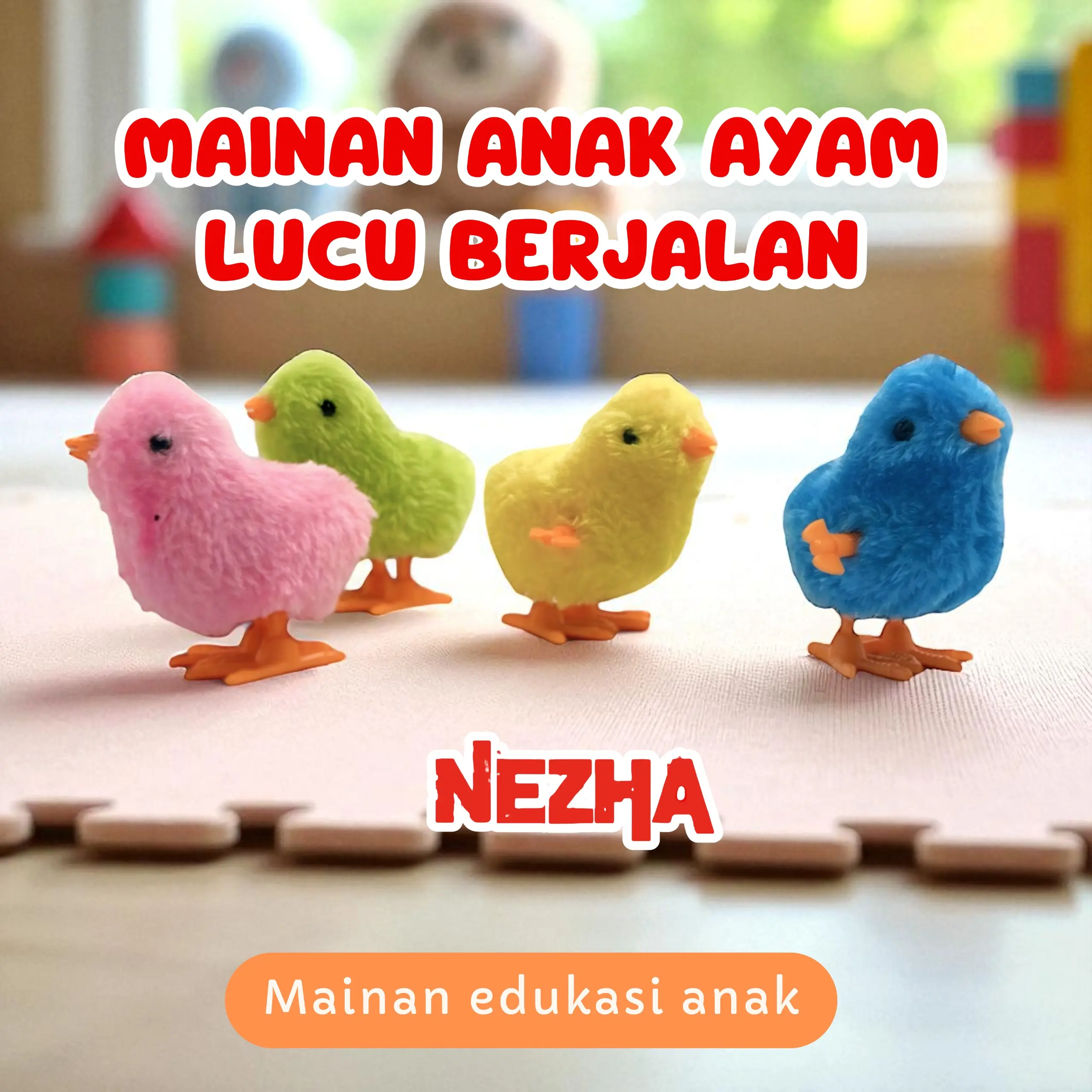 Mainan Anak Ayam Lucu Berjalan Model Putar Wind Up Chick Plush Animals Toy Kids Boy Girl