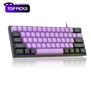 MageGee ミニ60%メンブレンゲーミングキーボード、RGBバックライト付き61キー超コンパクトキーボード、TS91エルゴノミクスメカニカルフィーリングオフィスコンピュータキーボード