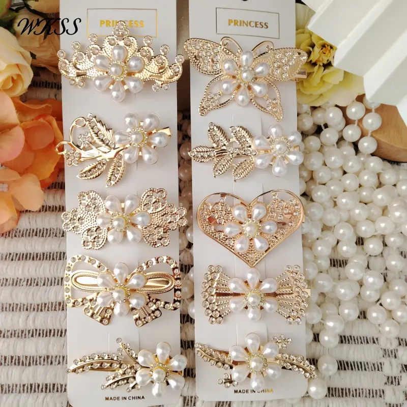 Set 10 kẹp tóc ngọc trai Rhinestone, Thời trang nữ, Kẹp tóc bóng mượt, Thiết kế đơn giản, Kẹp tóc mái kim tuyiến, Clip giá trị cao,kẹp tóc đá， Kẹp tóc mái kim loại，Set Kẹp tóc nữ, Kẹp tóc nữ,Dát kim cương giả，Kẹp tóc xinh，kẹp tóc đá，kẹp tóc càng cua，Women 5