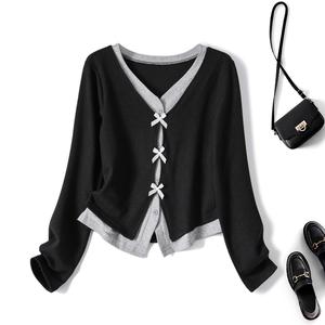 Baju Atasan Dua Helai Palsu, Rekaan Saiz Besar, Gaya Baru Musim Luruh, Penutup Wanita, Warna Daging, Sesuai Langsing, Baju-T, 80330, dengan Perincian Ikatan Simpul