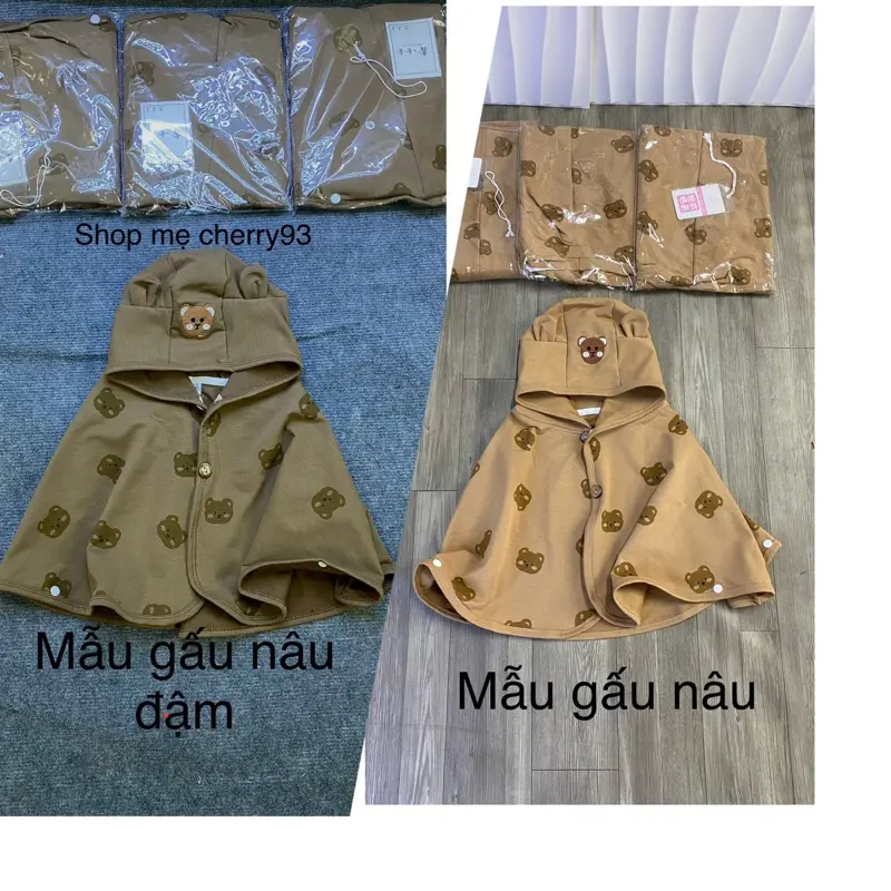 Áo choàng đi nắng-đi tiêm hình gấu cho bé hàng siêu hót quảng châu tay có cúc bấm 2
