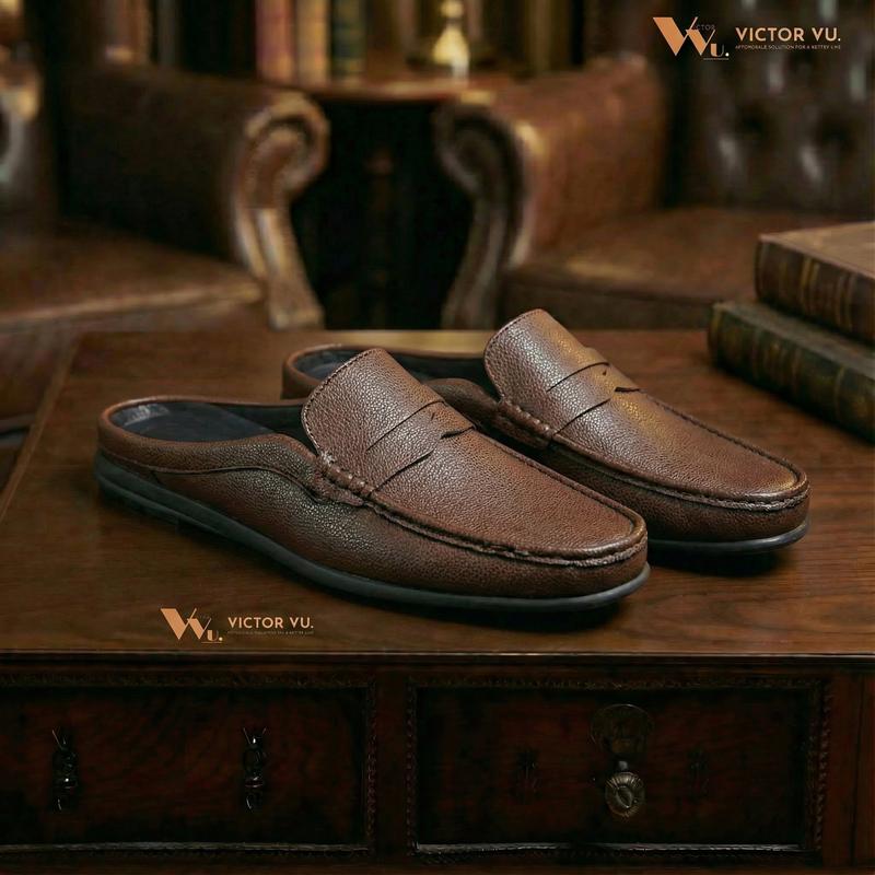  Lạc Nam Mules - Giày Đạp Gót Nam Công Sở Giày Sục Da Nam Phong Cách Trẻ Trung Giày Hở Gót Nam 