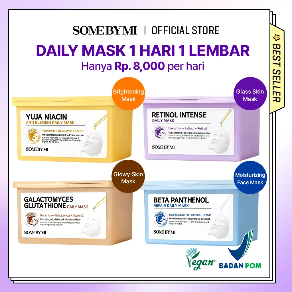 【@Sarwendah Limited deal ONLY LIVE】SOME BY MI DAILY MASK (RETINOL/GLUTATHIONE/BETA PANTHENOL)