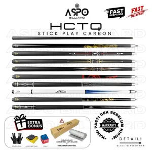 Stik Billiard HCTQ Carbon Full Set Play Cue Stick Billiard 12.7mm HC TQ Stik Billiard Karbon Stick Play Biliar Ball dengan Bonus Chalk Handuk Microfiber Eksklusif Sarung Tangan Golovejoy V1