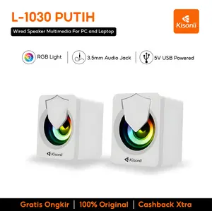 Speakers Pc / Komputer / Handphone Laptop Kisonli L1030 LED RGB Light - Putih