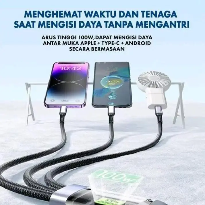 Kabel Data  Charging 4 IN 1 USB Type A, Type C, IOS Multiple Charging 27W + 67W Metal Data Cable 5