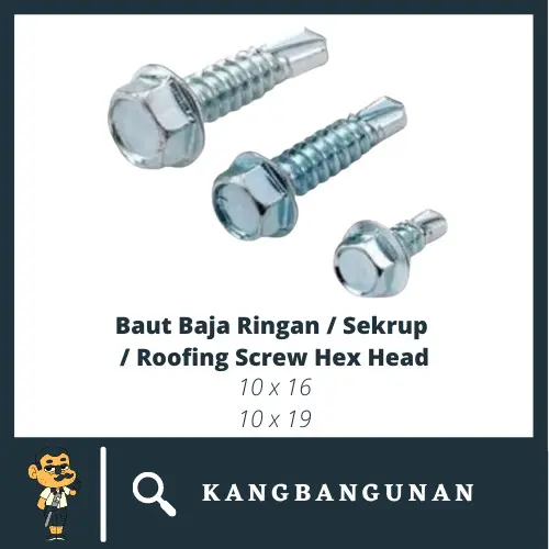 Baut Baja Ringan 10x19 mm Baut / sekrup / roofing screw Hex Head 1