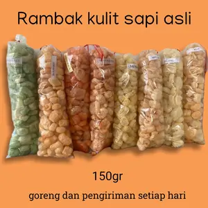 Kerupuk Rambak kulit sapi asli, dorokdok guling 1 bal Kerupuk varian rasa viral dorok  dok kerupuk 135-150 Gr kerupuk rambak  kulit halal