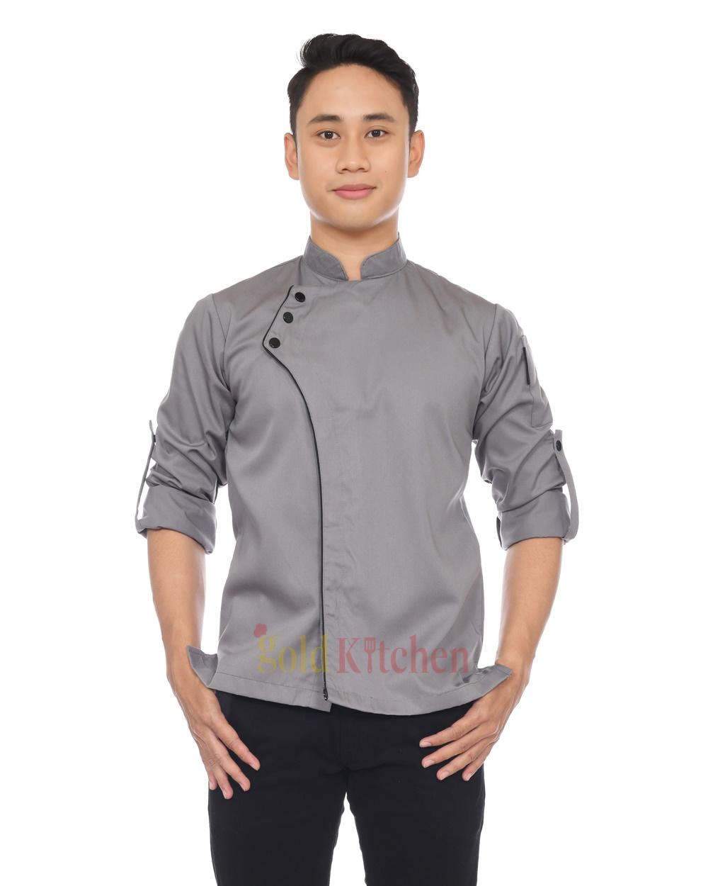 Gold Kitchen Baju Chef Koki Unisex Lengan Panjang Model Style Kualitas Tinggi Bahan Poly-Cotton DRILL Nyaman Dipakai Warna Hitam Putih Biru Navy Abu Gold Kitchen Baju Chef Koki Unisex Lengan Panjang Model Style Kualitas Tinggi Bahan Poly-Cotton DRILL Nyaman Dipakai Warna Hitam Putih Biru Navy Abu