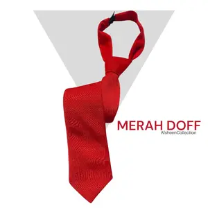 Dasi Merah Doff Instan Perekat Pria Wanita Seragam Elegan