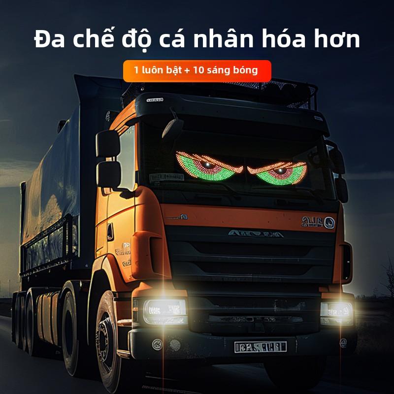  Đèn LED mắt quỷ chạy bằng USB 2 chiếc cho ô tô Đèn mắt ô tô RGB lớn động Màn hình cửa sổ LED có thể lập trình Tương thích với xe tải và xe cộ 