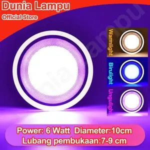 Dunia Lampu LAMPU DOWNLIGHT PAKET 4 PCS LED 3 WARNA 6WATT / PANEL LED / KUNING BIRU UNGU / PUTIH KUNING WARMWHITE / LAMPU PLAFON