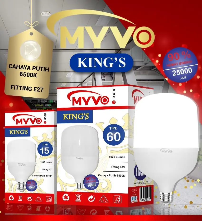 LAMPU LED CAPSULE MYVO KING'S 5W 10W 15W 20W 30W 40W 50W 60W BOHLAM LED T BULB KAPSUL MYVO KINGS