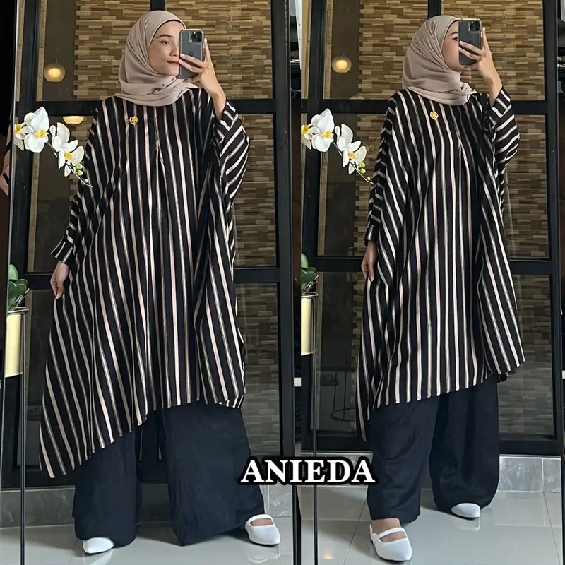 Hamidah set abaya malaya by anieda material rayon premium mix celana kulot polo linen premium 8