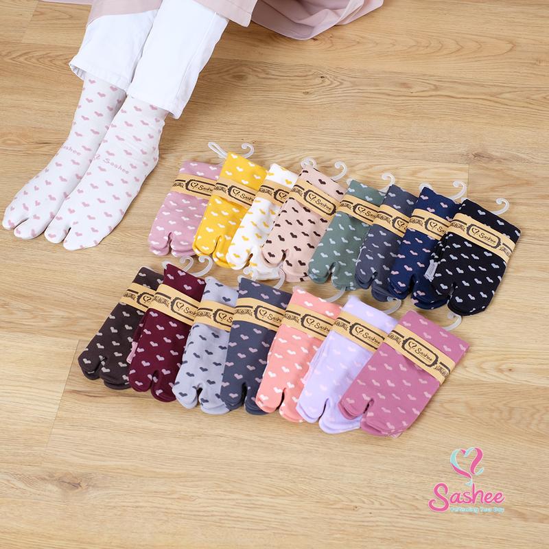 Kaos Kaki Wanita Jempol muslimah Rajut Motif Polka love Dewasa Panjang Hijab Sashee Original All Size muslim 3
