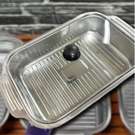 Stainless Steel Thick and Quality Grilling Style 40CM Occasional Food Warmer Microwavable Food Keeper Organizer with Glass LID 6