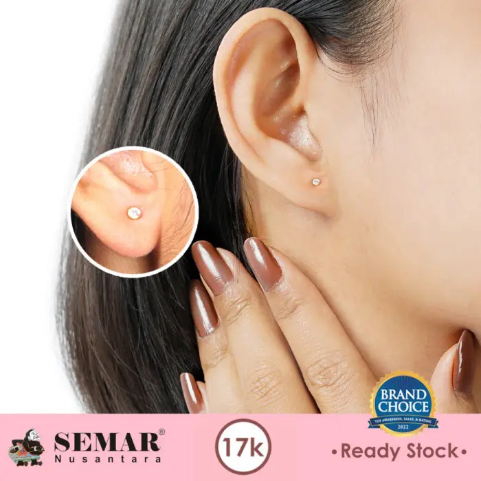 Anting Tindik Emas Batu Putih Gold 17K Semar Nusantara 0