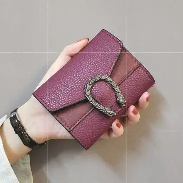 Ví Nữ, Phong Cách Âu Mỹ Ins, Màu Trơn Thiết Kế Chúa Rượu, Kiểu Ngắn, Gấp Ba Lần, Cỡ Nhỏ, Ví Đựng Tiền Xu, Ví Đựng Thẻ, Hàng Mới Về 6