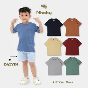 KAKATHAYA Nhobi - Kaos Anak Laki Laki Kaos Saku Anak Kaos Polos Anak 1-8 Tahun