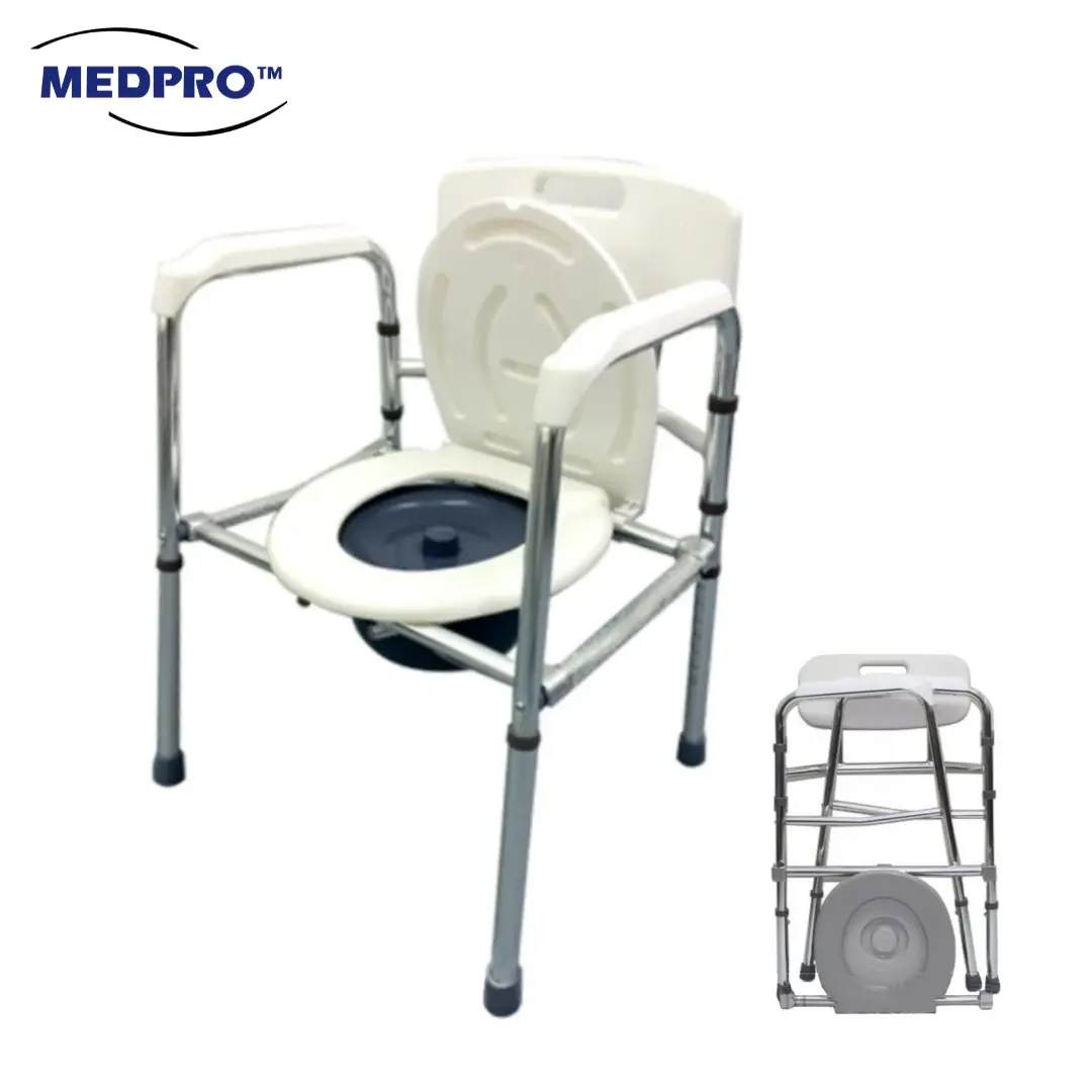 ALUMINIUM FOLDABLE STATIONARY TOILET COMMODE CHAIR