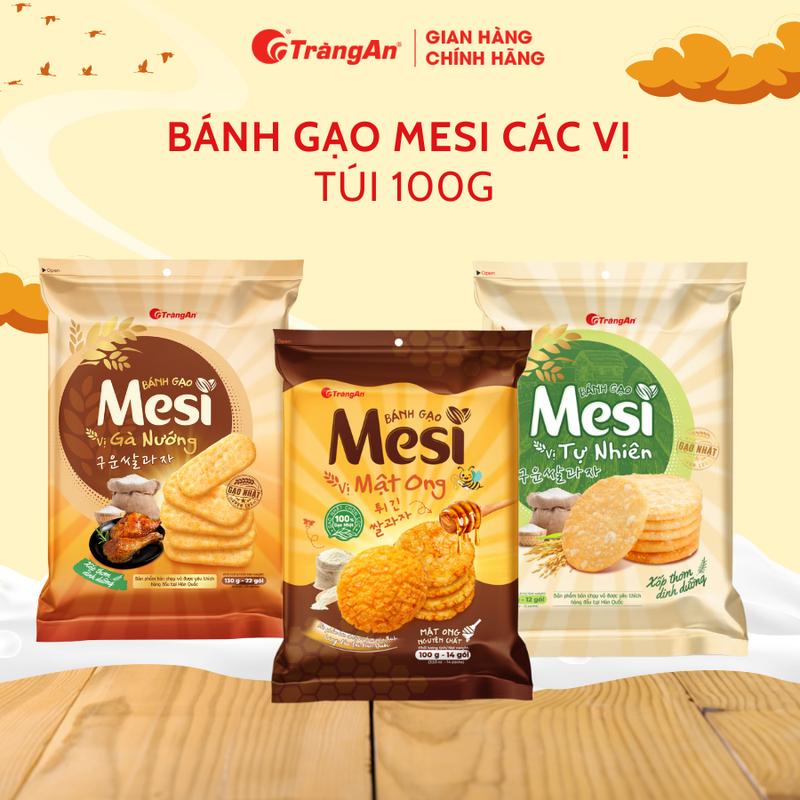 Bánh gạo Mesi vị Mật Ong túi 100g bánh gạo tám thơm bánh ăn vặt dinh dưỡng tiện lợi sản phẩm chính hãng Tràng An