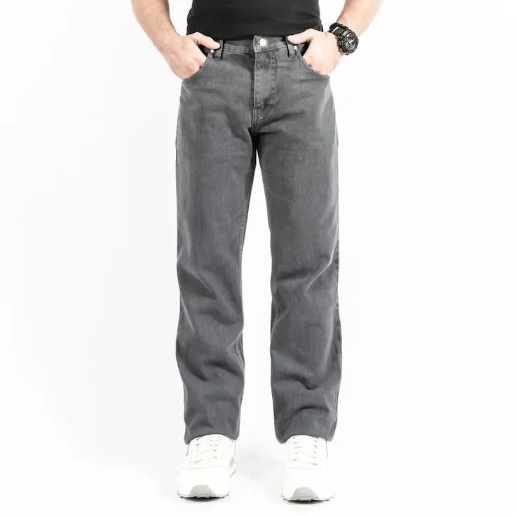 Celana jeans reguler grey retro basic denim celana standar