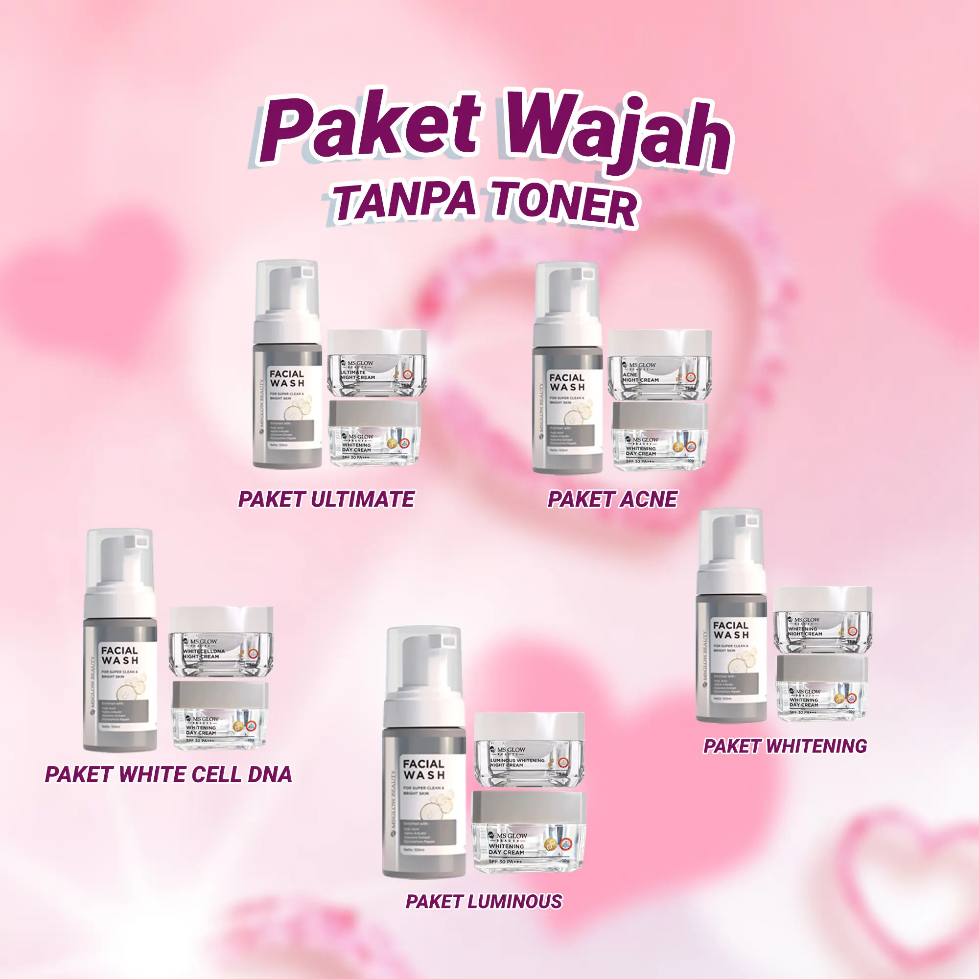 Paket Wajah Beauty Tanpa Toner - Sabun, Day Cream Dan Night Cream - Pencerah, Perawatan, Facial, Hitam, Aging, Cleanser, Mencerahkan