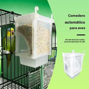 Comedero para aves con sistema anti-salpicaduras y dispensador automático de comida para aves pequeñas como loros, cacatíes y finches