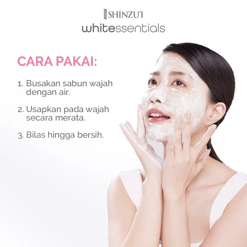 Shinzui WHITEssentials Double Brightening Facial Wash Snow Mushroom 20 ml Travel Size Mencerahkan Niacinamide Cleanser 4