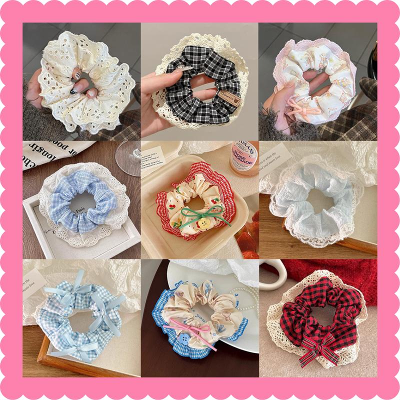 Scrunchies Minota dây cột tóc vải mềm họa tiết nhiều màu dễ thương S08