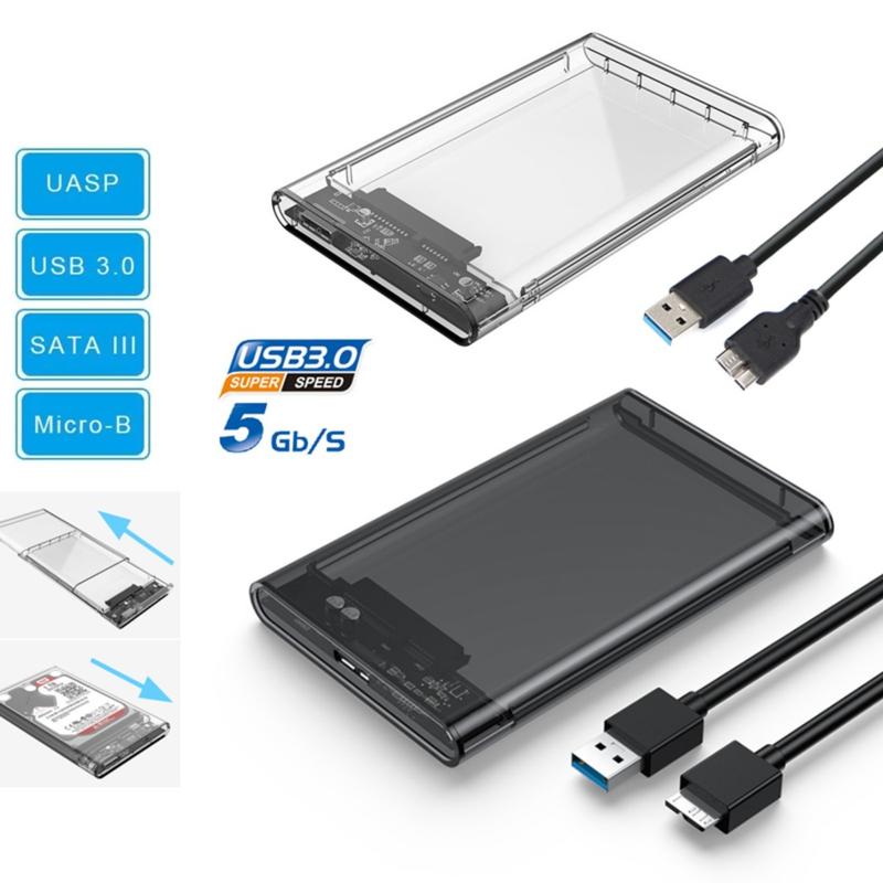 Vỏ Ổ Đĩa Cứng USB 3.0 SATA 2,5 Inch Không Cần Dụng Cụ Trong Suốt Vỏ Ổ Cứng Ngoài Thích Hợp Cho SSD Và HDD Vỏ Ổ Cứng box ổ cứng di động