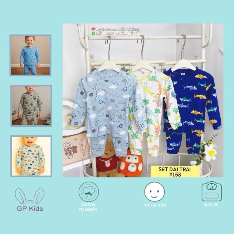 GP Kids Set 3 Bộ Quần Áo Dài Tay Cotton Xuất Dư Cho Bé Trai Có Hoạ Tiết Đáng Yêu Mặc 4 Mùa Xuân Hè Thu Đông