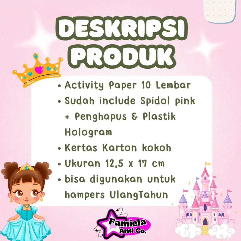 ACTIVITY PAPER PRINCESS - 10 Lembar Glossy + Gratis Spidol Penghapus & Plastik Hologram 2