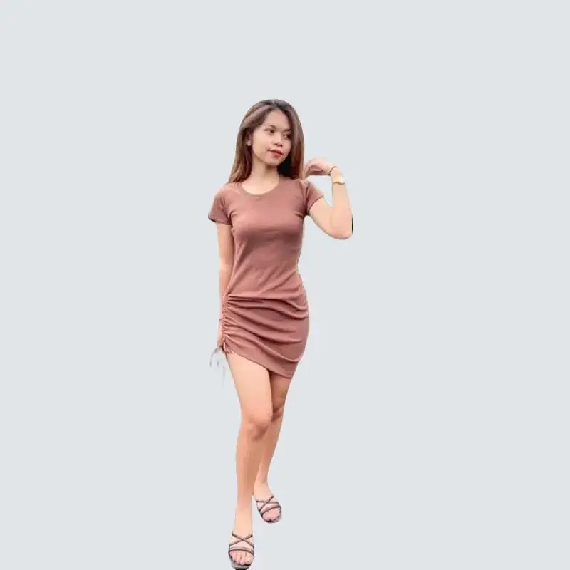 Dres Rib Serut Samping Pesta - Panjang 82cm, Lingkar Dada Fit to 125cm, Bahan Rib All Size Fit S(40kg)-Xxl(80kg) - Kain
