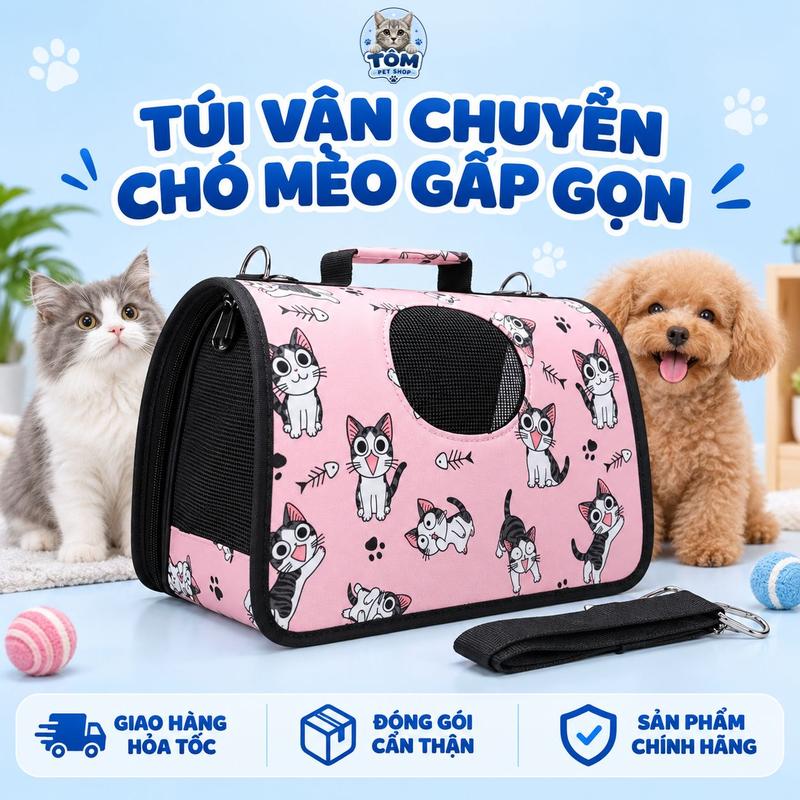 Túi Vận Chuyển Chó Mèo Cao Cấp Gấp Gọn - BaLo Vận Chuyển Thú Cưng Đeo Chéo
